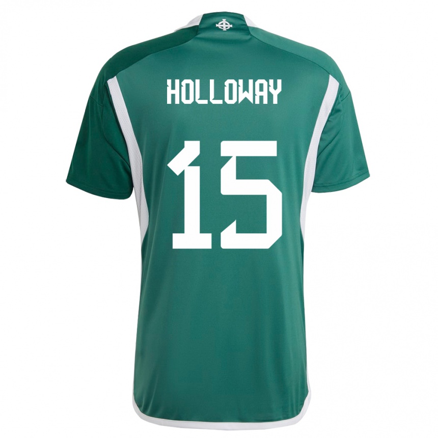 メンズフットボール北アイルランドレベッカ・ホロウェイ#15緑ホームシャツ24-26ジャージーユニフォーム