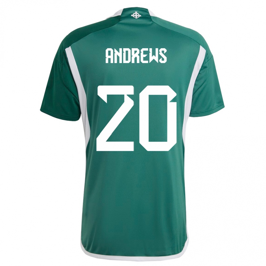 メンズフットボール北アイルランドジョエリー・アンドリューズ#20緑ホームシャツ24-26ジャージーユニフォーム