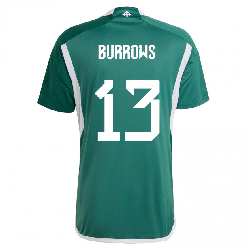 メンズフットボール北アイルランドケルシー・バロウズ#13緑ホームシャツ24-26ジャージーユニフォーム