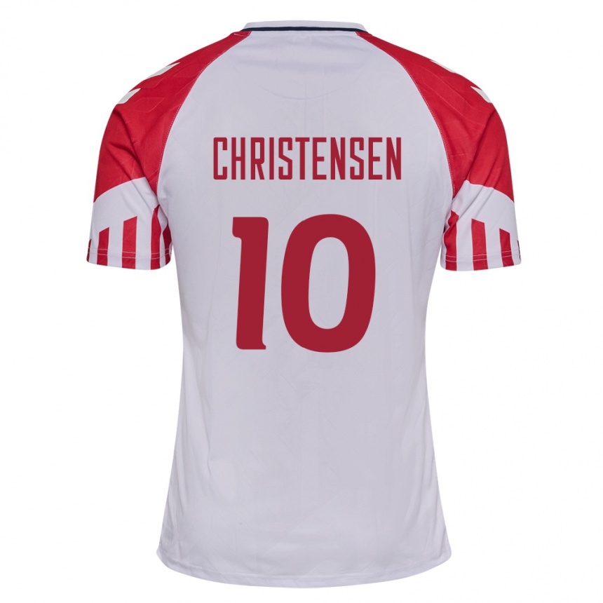 メンズフットボールデンマークグスタフ・クリステンセン#10白アウェイシャツ24-26ジャージーユニフォーム