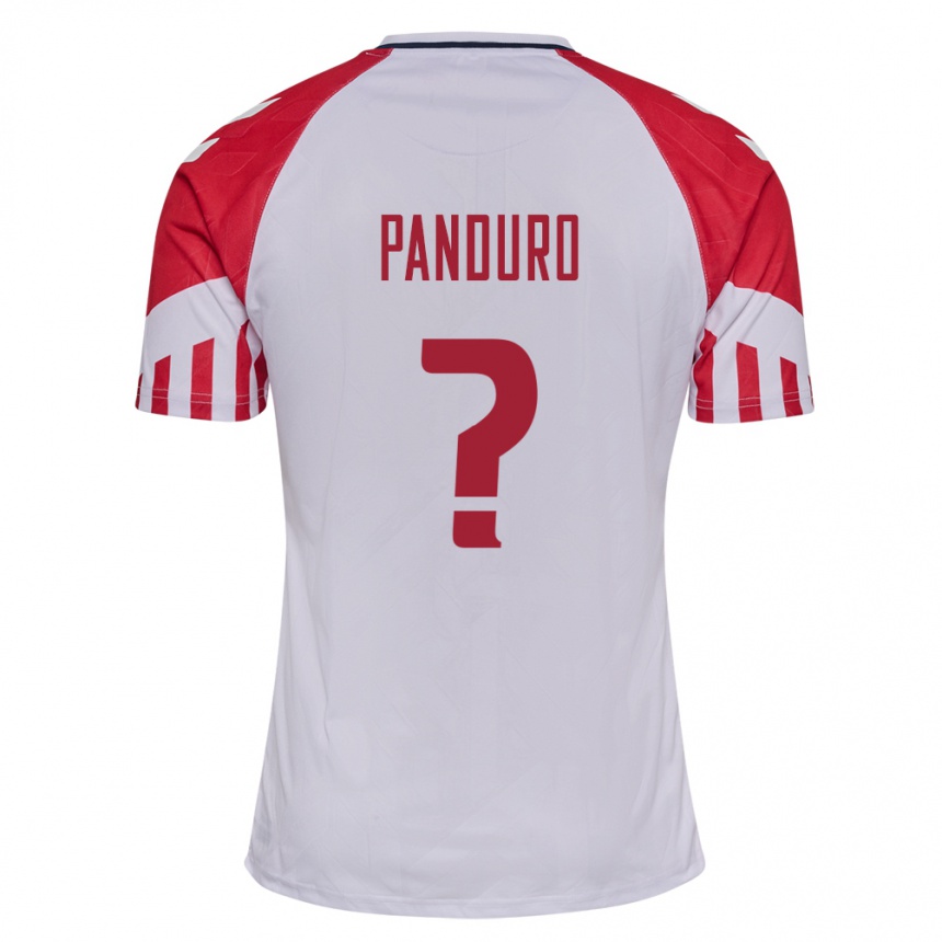 メンズフットボールデンマークトリスタン・パンドゥロ#0白アウェイシャツ24-26ジャージーユニフォーム