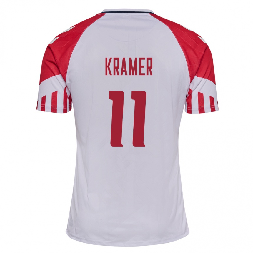 メンズフットボールデンマークコーネリア・クレイマー#11白アウェイシャツ24-26ジャージーユニフォーム