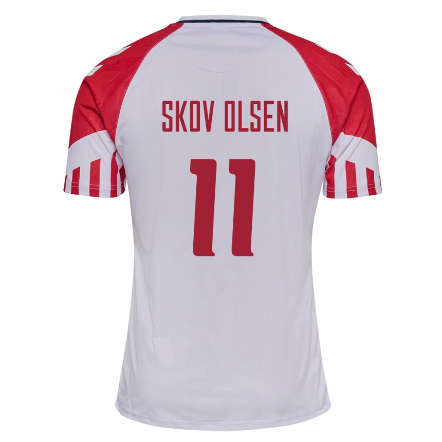 メンズフットボールデンマークアンドレアス・スコフ・オルセン#11白アウェイシャツ24-26ジャージーユニフォーム