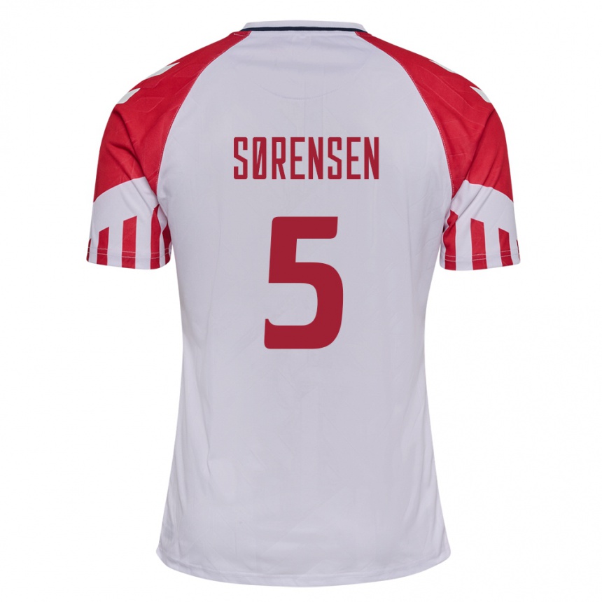 メンズフットボールデンマークシモン・ボイェ・ソーレンセン#5白アウェイシャツ24-26ジャージーユニフォーム