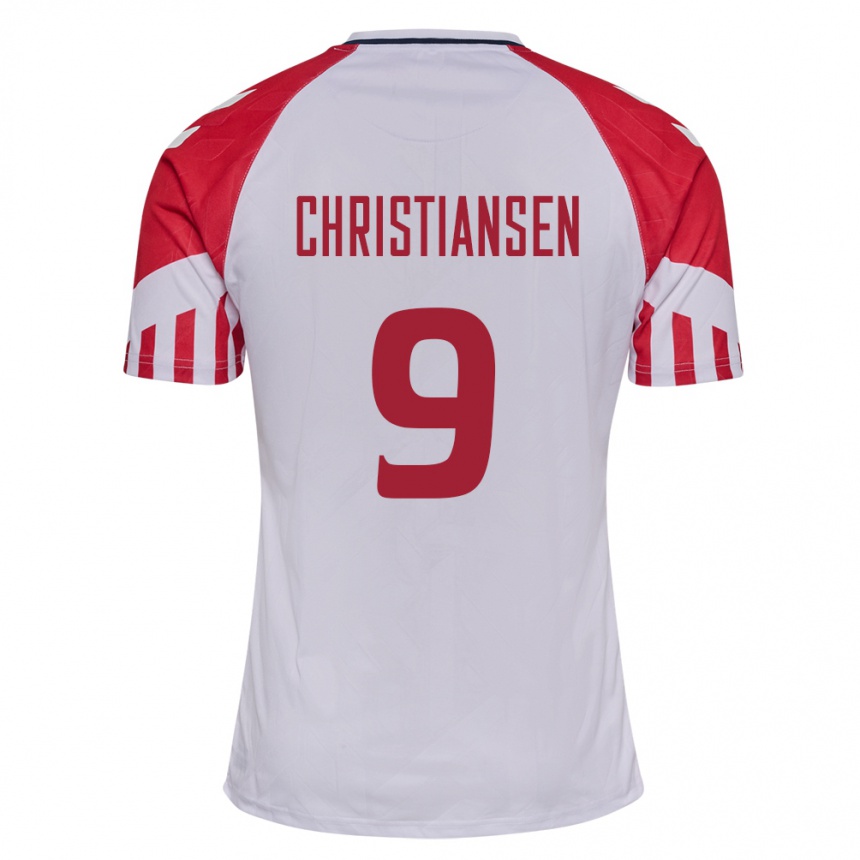 メンズフットボールデンマークナンナ・クリスチャンセン#9白アウェイシャツ24-26ジャージーユニフォーム