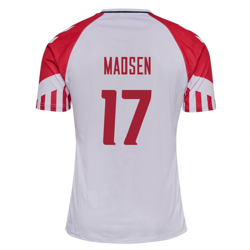 メンズフットボールデンマークニコラス・マーティン・ハウトープ・マドセン#17白アウェイシャツ24-26ジャージーユニフォーム