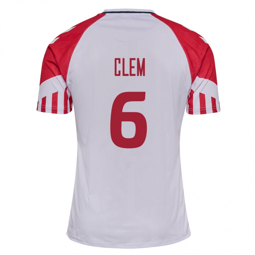 メンズフットボールデンマークウィリアム・クレム#6白アウェイシャツ24-26ジャージーユニフォーム