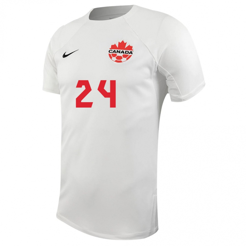 メンズフットボールカナダジョエル・ウォーターマン #24白アウェイシャツ24-26ジャージーユニフォーム