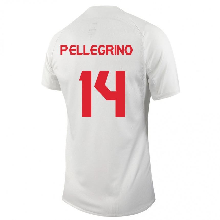 メンズフットボールカナダガブリエル・ペレグリーノ#14白アウェイシャツ24-26ジャージーユニフォーム