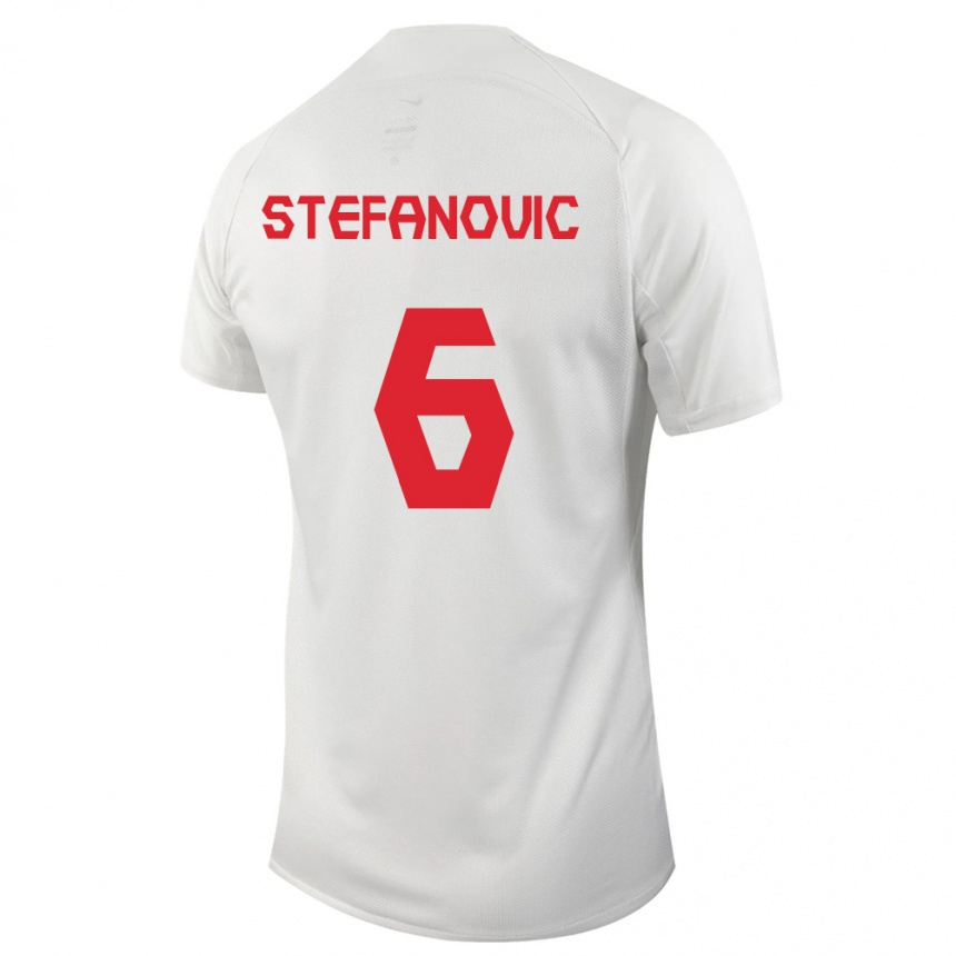 メンズフットボールカナダラザル・ステファノヴィック#6白アウェイシャツ24-26ジャージーユニフォーム