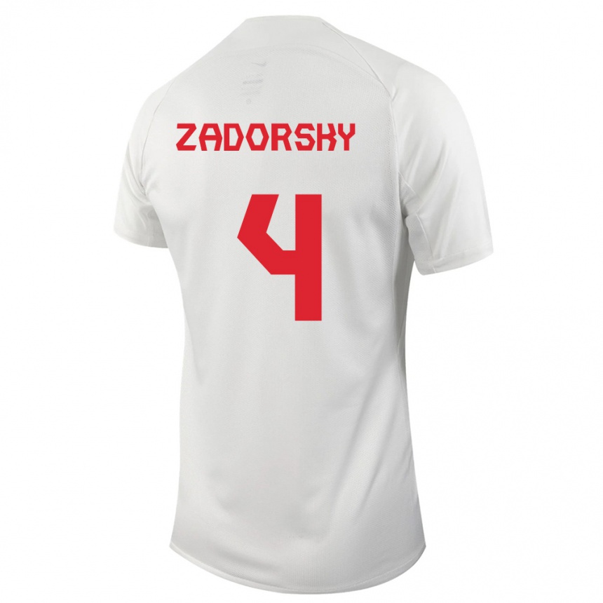 メンズフットボールカナダシェリナ・ザドルスキー#4白アウェイシャツ24-26ジャージーユニフォーム