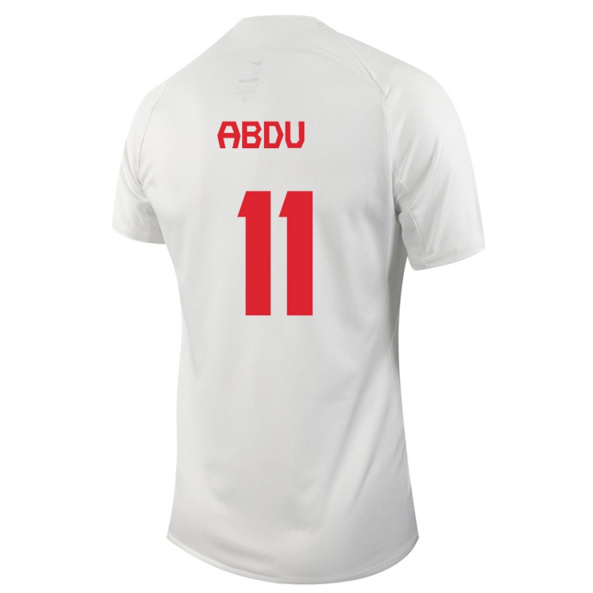 メンズフットボールカナダLatifah Abdu#11白アウェイシャツ24-26ジャージーユニフォーム