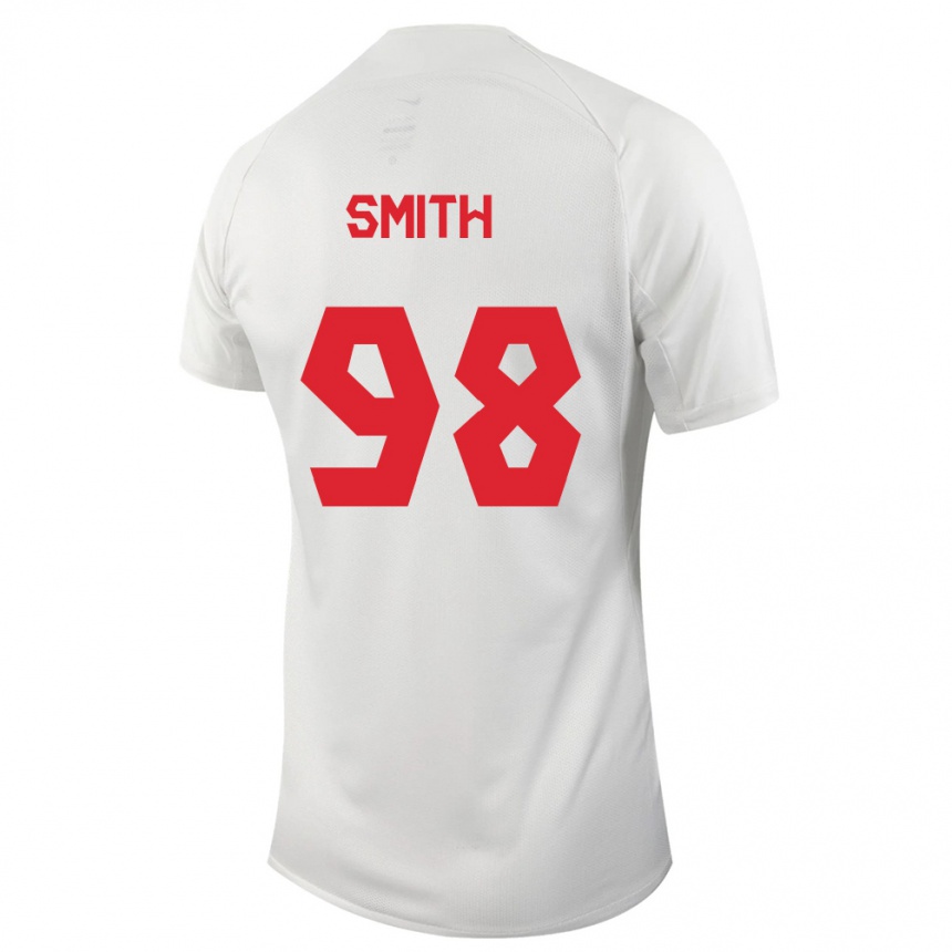 メンズフットボールカナダオリビア・スミス#98白アウェイシャツ24-26ジャージーユニフォーム