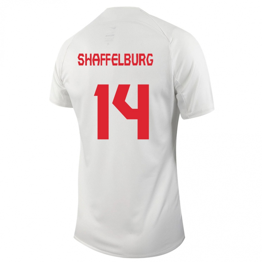 メンズフットボールカナダジェイコブ・シャッフェルバーグ#14白アウェイシャツ24-26ジャージーユニフォーム