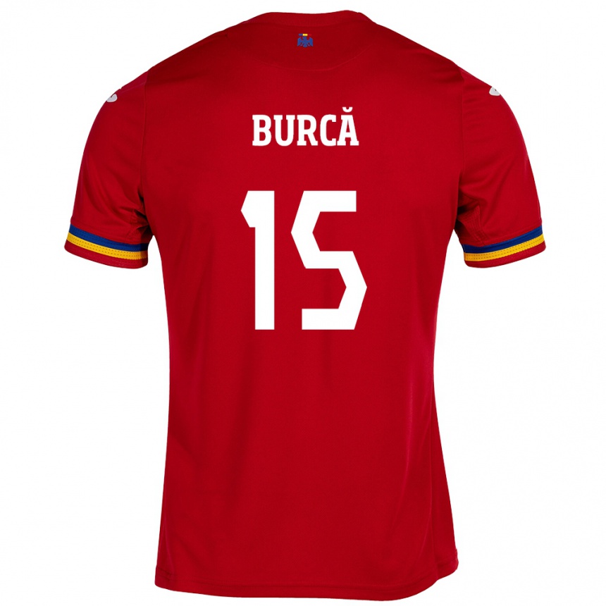 メンズフットボールルーマニアアンドレイ・ブルカ#15赤アウェイシャツ24-26ジャージーユニフォーム