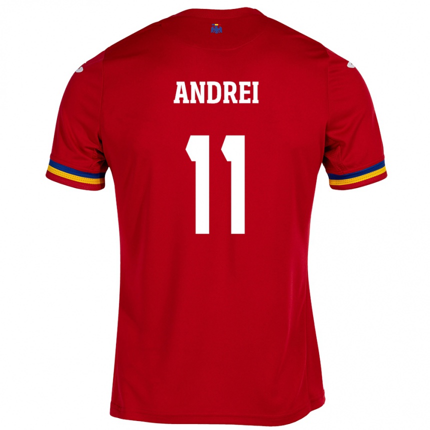 メンズフットボールルーマニアドル・アンドレイ#11赤アウェイシャツ24-26ジャージーユニフォーム