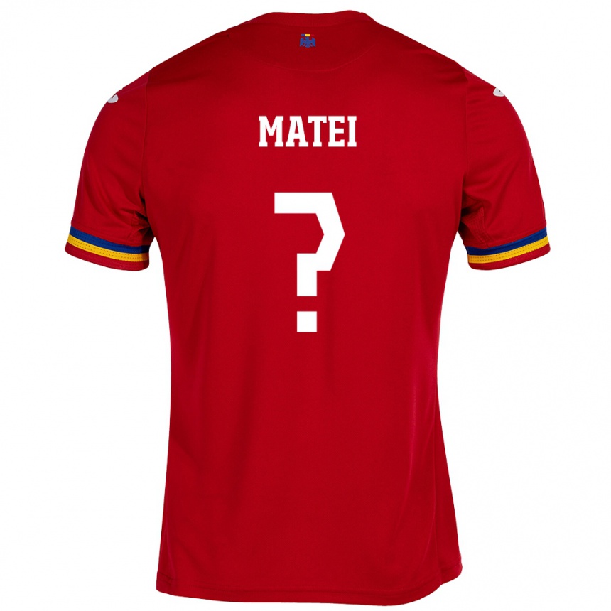 メンズフットボールルーマニアDavid Matei#0赤アウェイシャツ24-26ジャージーユニフォーム