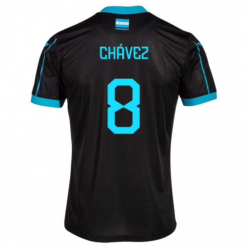 メンズフットボールホンジュラスヘルソン・チャベス#8黒アウェイシャツ24-26ジャージーユニフォーム