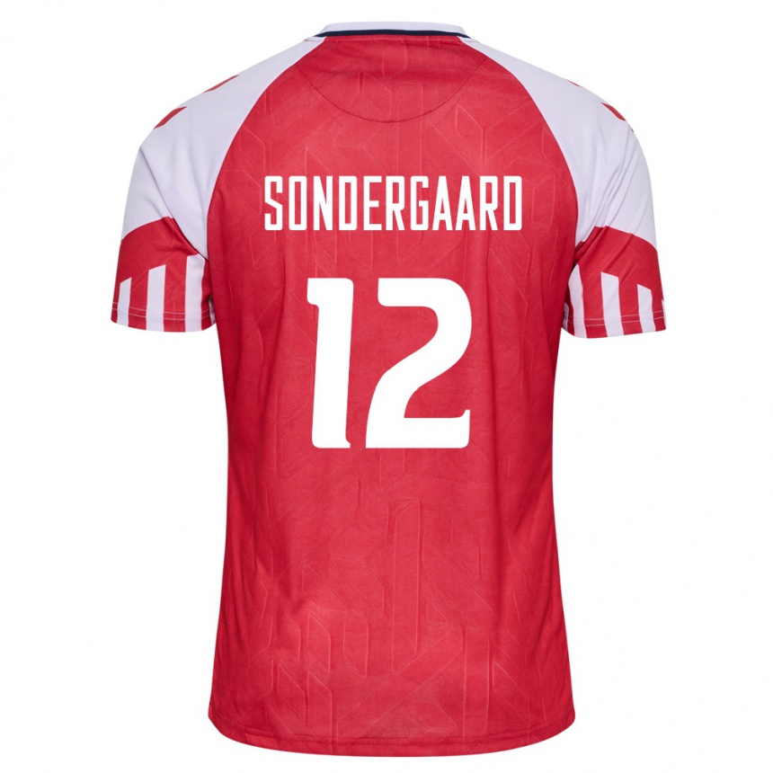 レディースフットボールデンマークフィリップ・ソンダーガード#12赤ホームシャツ24-26ジャージーユニフォーム