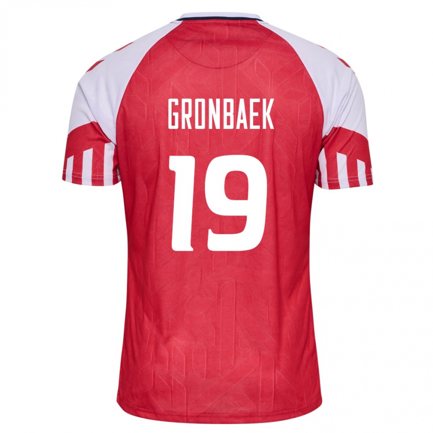 レディースフットボールデンマークアルベルト・グレンベーク#19赤ホームシャツ24-26ジャージーユニフォーム