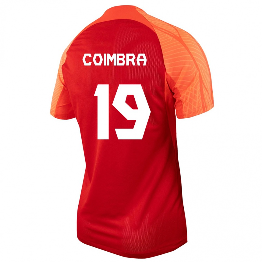 レディースフットボールカナダティアゴ・コインブラ#19オレンジホームシャツ24-26ジャージーユニフォーム