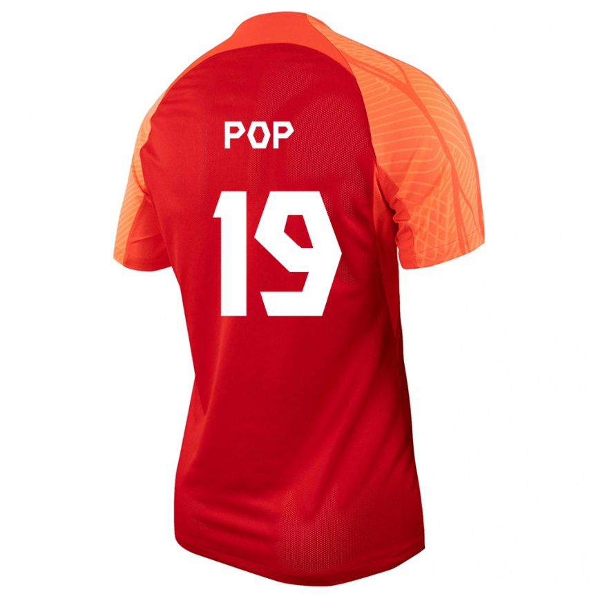 レディースフットボールカナダErik Pop#19オレンジホームシャツ24-26ジャージーユニフォーム