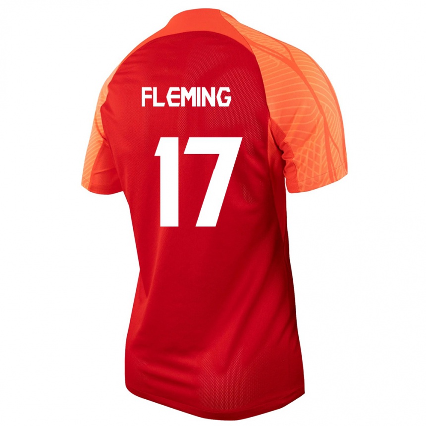 レディースフットボールカナダジェシー・フレミング#17オレンジホームシャツ24-26ジャージーユニフォーム