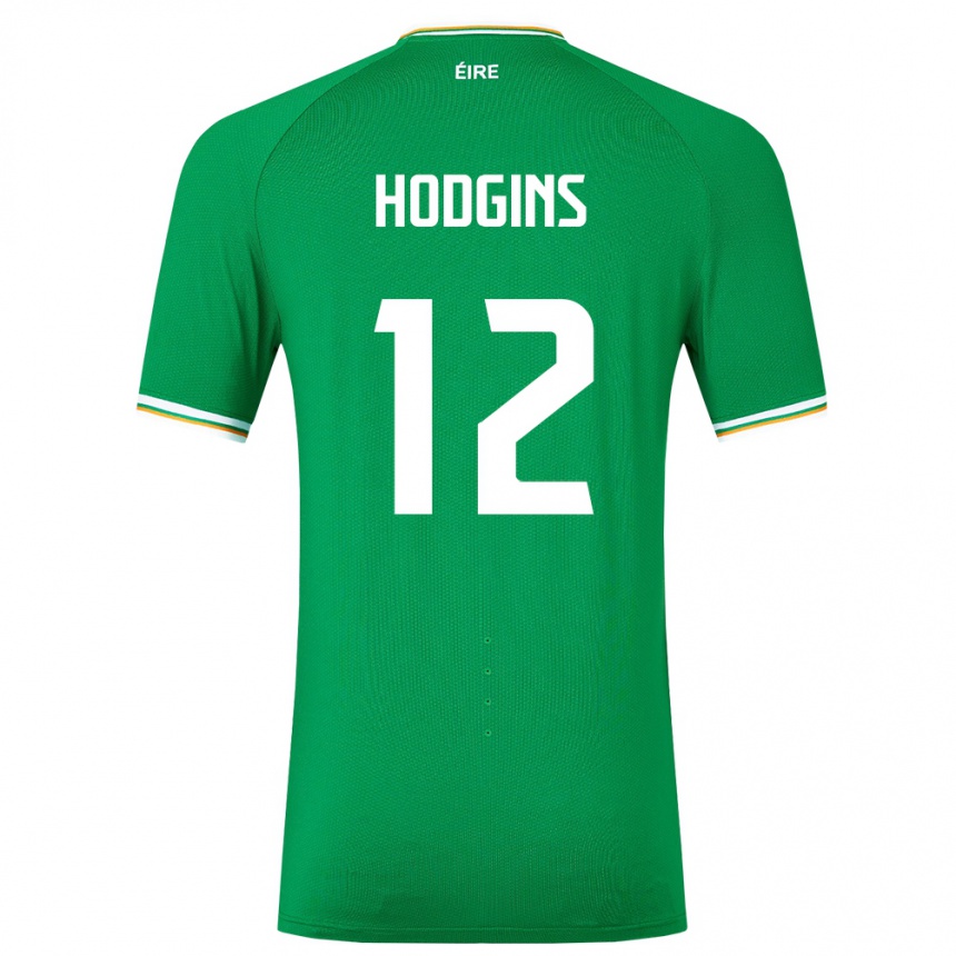 レディースフットボールアイルランド島ギャビン・ホジンズ#12緑ホームシャツ24-26ジャージーユニフォーム