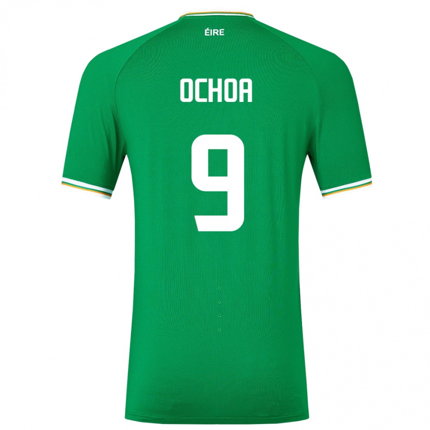 レディースフットボールアイルランド島アーロン・オチョア#9緑ホームシャツ24-26ジャージーユニフォーム