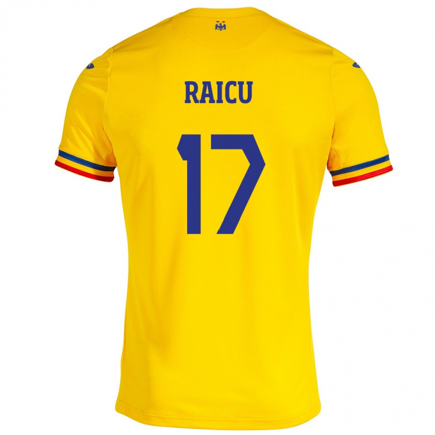 レディースフットボールルーマニアAlin Raicu#17イエローホームシャツ24-26ジャージーユニフォーム