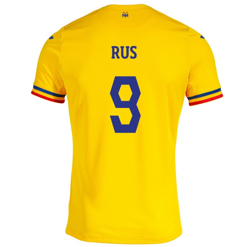レディースフットボールルーマニアLaura Rus#9イエローホームシャツ24-26ジャージーユニフォーム