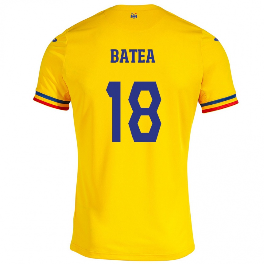 レディースフットボールルーマニアMara Bâtea#18イエローホームシャツ24-26ジャージーユニフォーム