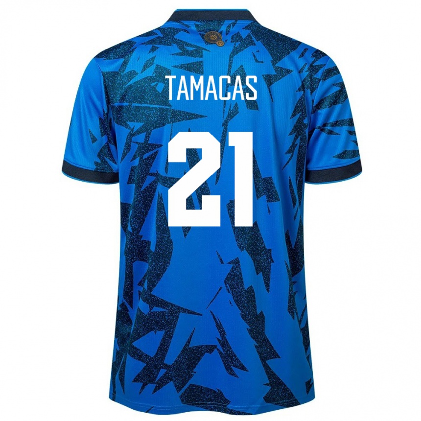 レディースフットボールエルサルバドルブライアン・タマカス#21青ホームシャツ24-26ジャージーユニフォーム