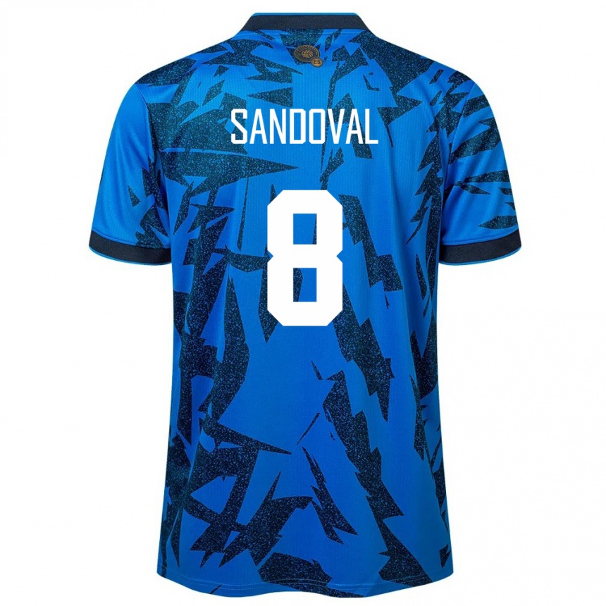 レディースフットボールエルサルバドルエメルソン・アレクサンデル・リバス・サンドバル#8青ホームシャツ24-26ジャージーユニフォーム