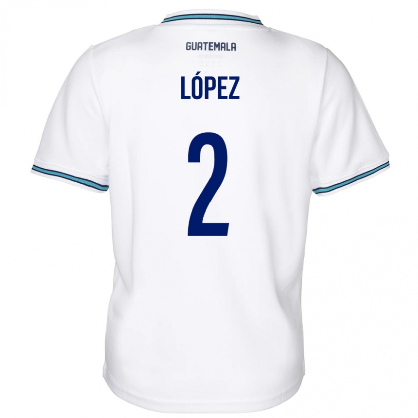 レディースフットボールグアテマラFrancisco López#2白ホームシャツ24-26ジャージーユニフォーム