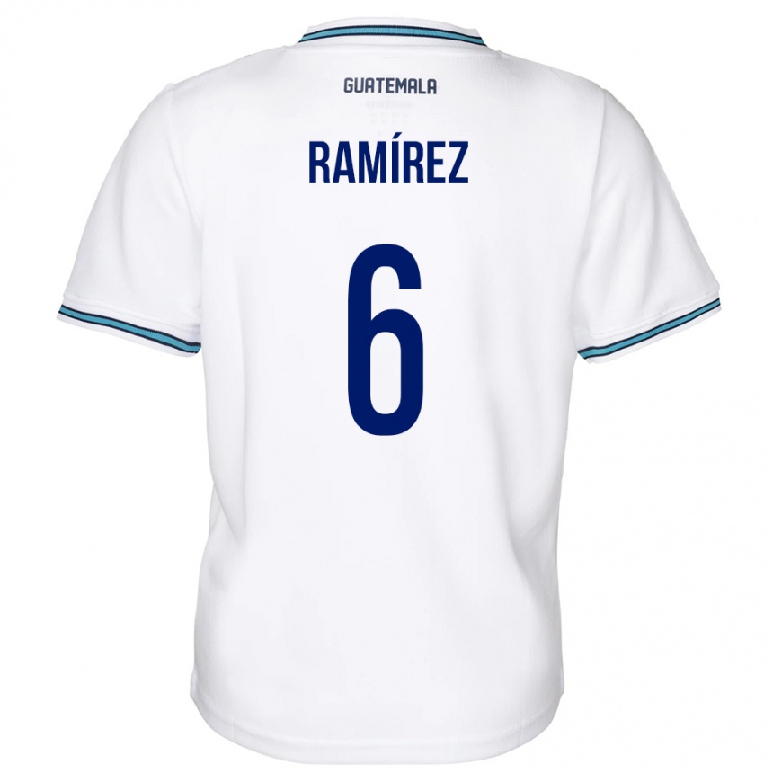 レディースフットボールグアテマラケビン・ラミレス#6白ホームシャツ24-26ジャージーユニフォーム