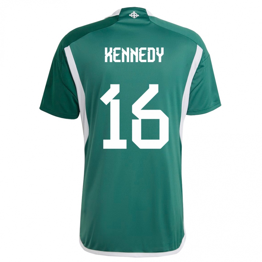 レディースフットボール北アイルランドマシュー・ケネディ#16緑ホームシャツ24-26ジャージーユニフォーム