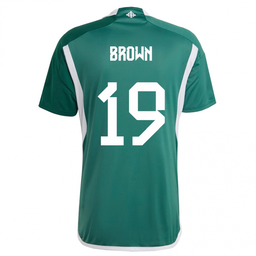 レディースフットボール北アイルランドシーン・ブラウン#19緑ホームシャツ24-26ジャージーユニフォーム