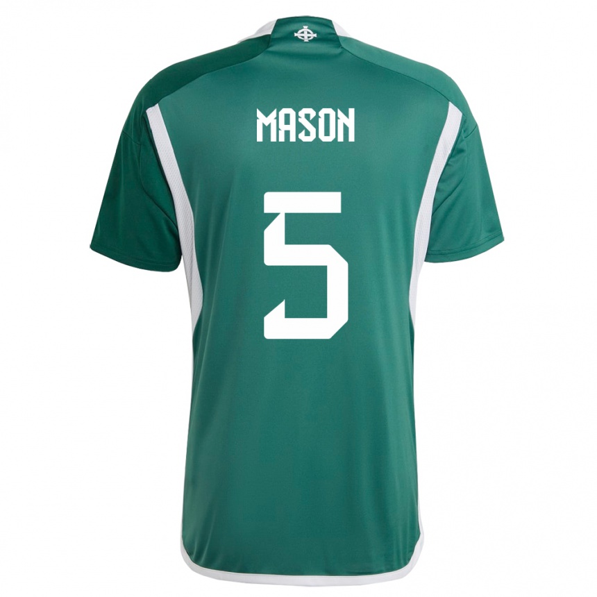 レディースフットボール北アイルランドエリー・メイソン#5緑ホームシャツ24-26ジャージーユニフォーム