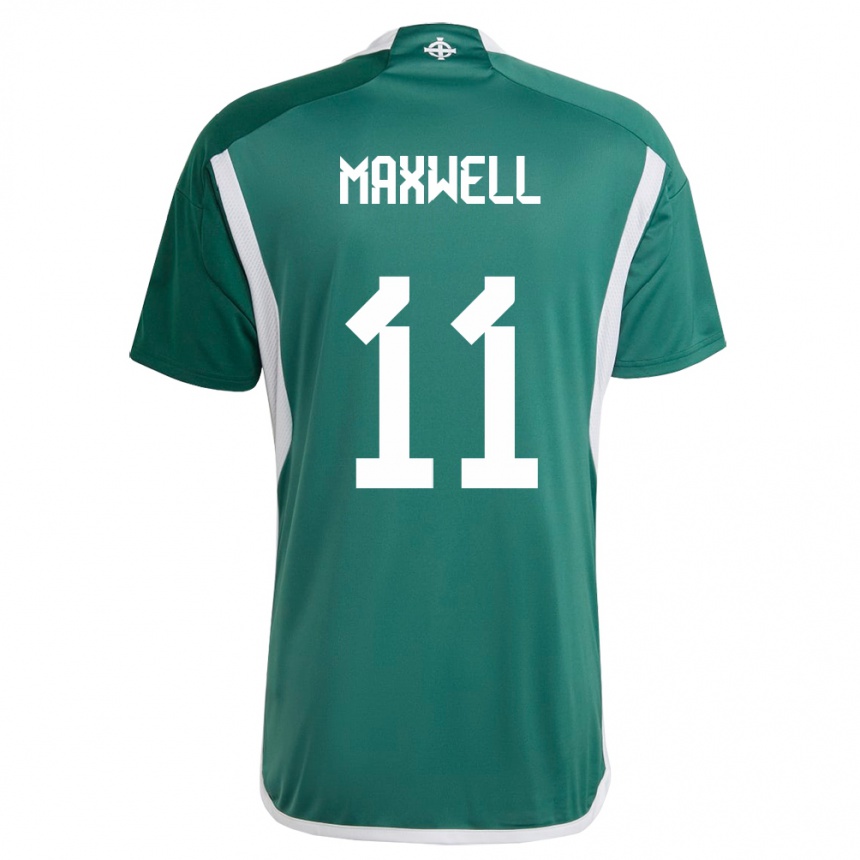 レディースフットボール北アイルランドダニエル・マクスウェル#11緑ホームシャツ24-26ジャージーユニフォーム