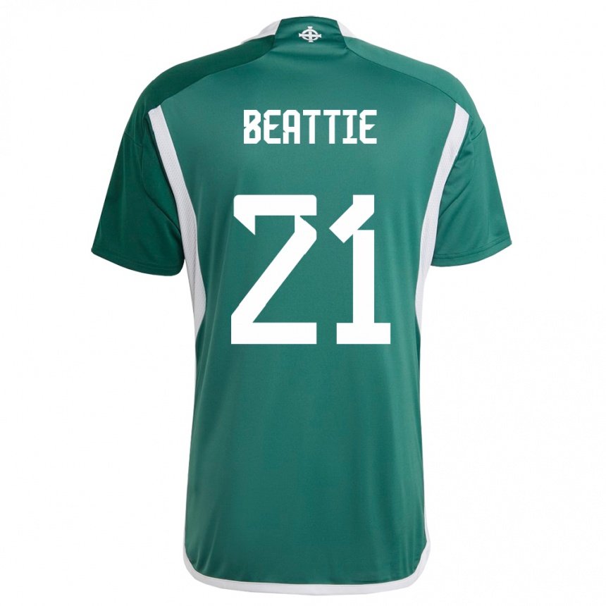 レディースフットボール北アイルランドケリー・ビーティー#21緑ホームシャツ24-26ジャージーユニフォーム