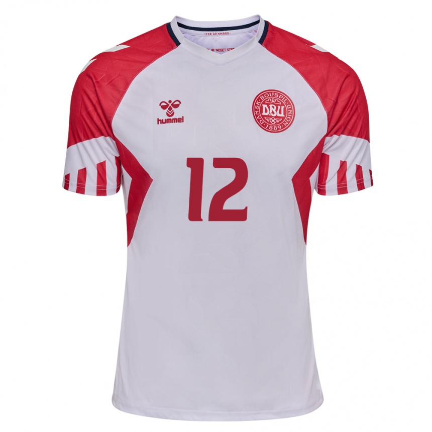 レディースフットボールデンマークキャサリン・メラー・クール#12白アウェイシャツ24-26ジャージーユニフォーム