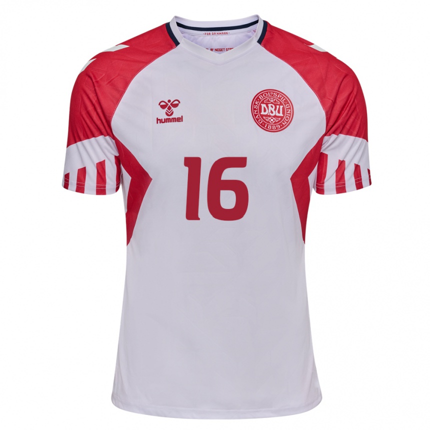 レディースフットボールデンマークアンドレアス・ユングダル#16白アウェイシャツ24-26ジャージーユニフォーム