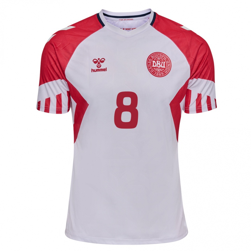 レディースフットボールデンマークフィリップ・バンドガード#8白アウェイシャツ24-26ジャージーユニフォーム