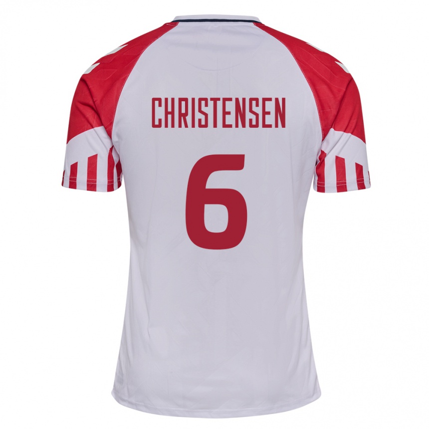 レディースフットボールデンマークアンドレアス・クリステンセン#6白アウェイシャツ24-26ジャージーユニフォーム