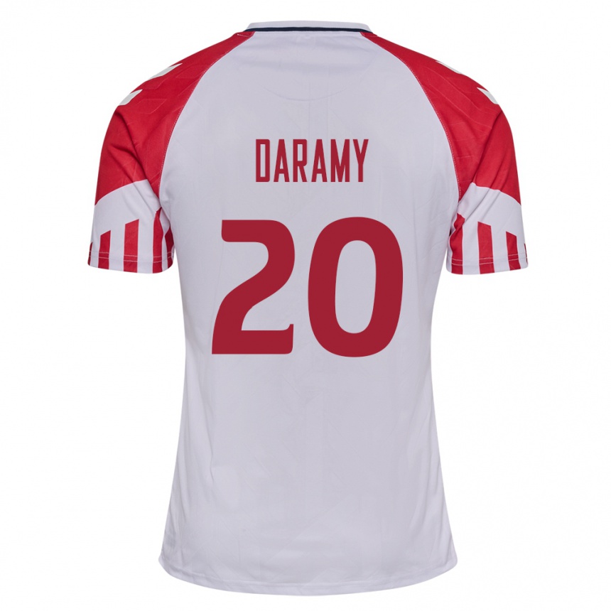 レディースフットボールデンマークモハメド・ダラミー#20白アウェイシャツ24-26ジャージーユニフォーム
