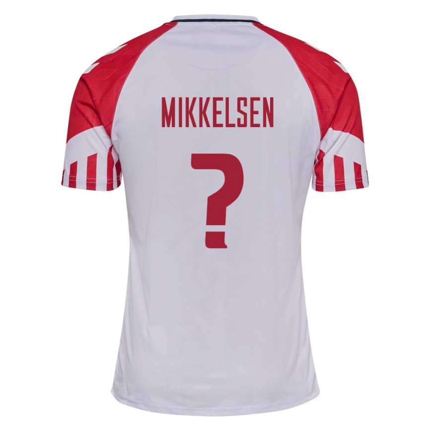 レディースフットボールデンマークセバスティアン・ミケルセン#0白アウェイシャツ24-26ジャージーユニフォーム