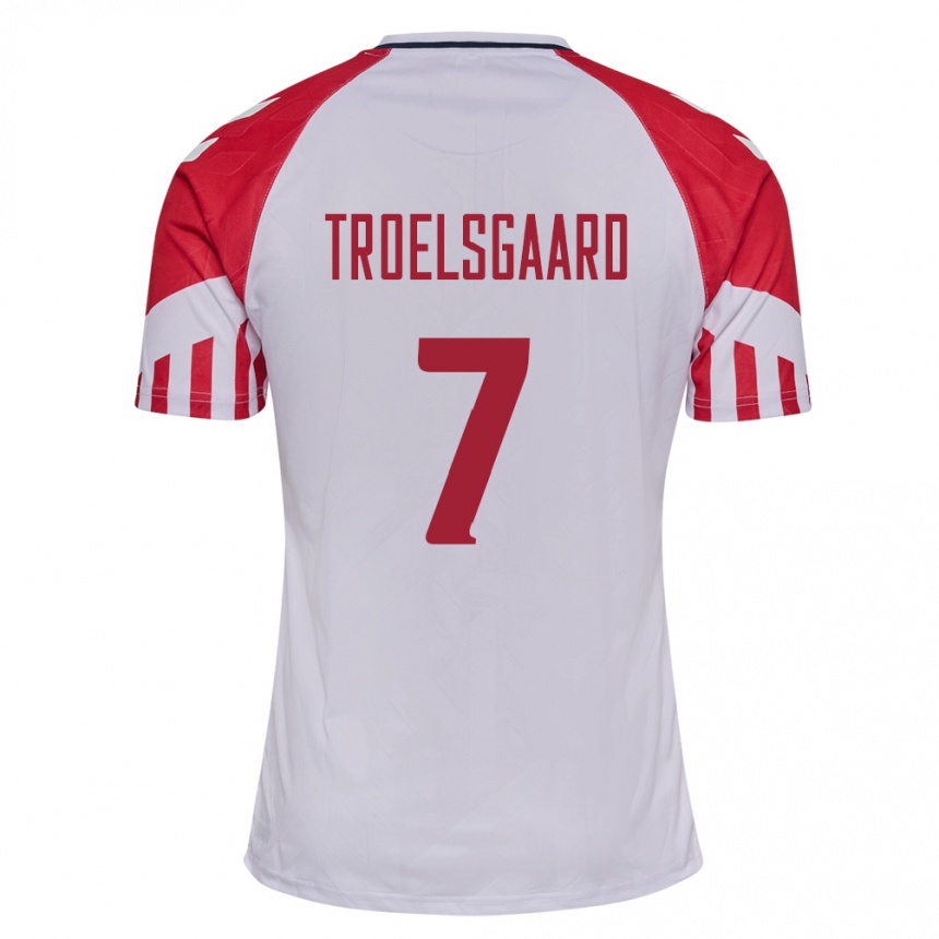 レディースフットボールデンマークサンネ・トロルスガード#7白アウェイシャツ24-26ジャージーユニフォーム