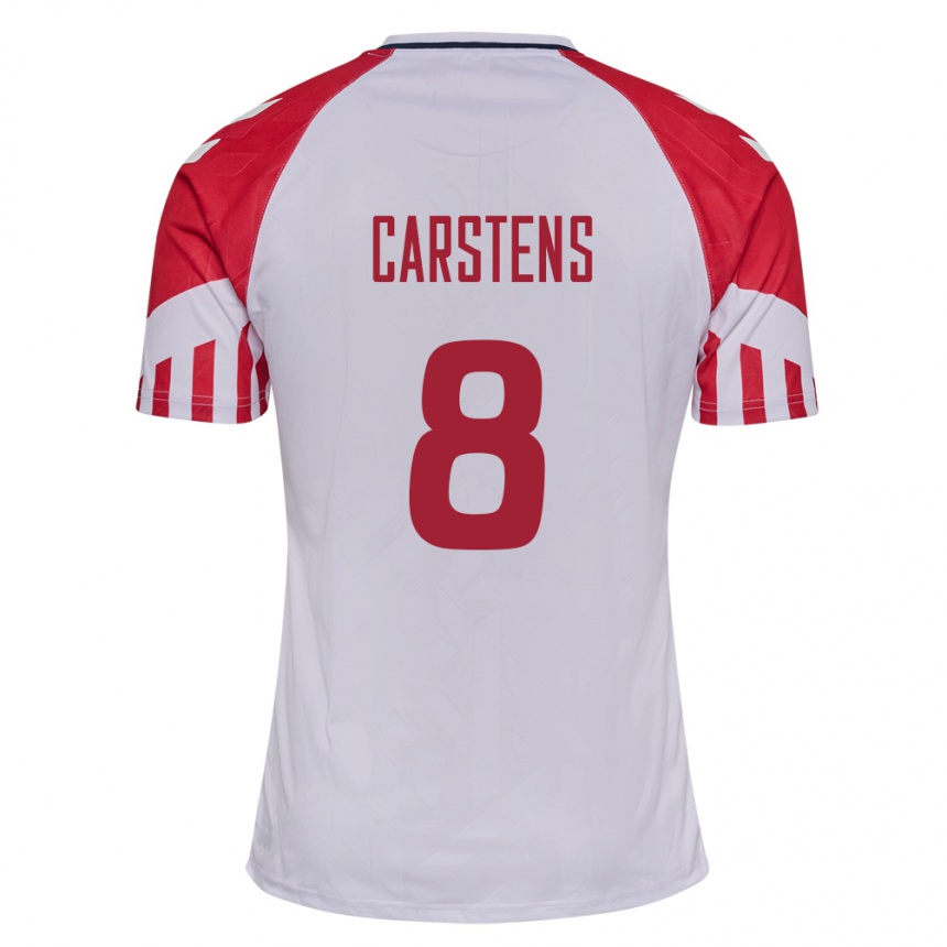 レディースフットボールデンマークシグネ・カルステンス#8白アウェイシャツ24-26ジャージーユニフォーム