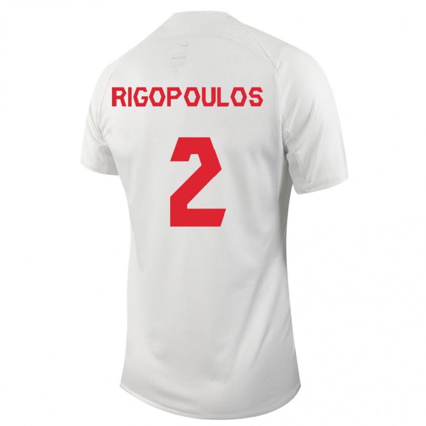 レディースフットボールカナダTheo Rigopoulos#2白アウェイシャツ24-26ジャージーユニフォーム